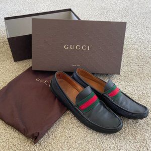 Gucci Black Leather Slip-On Loafers